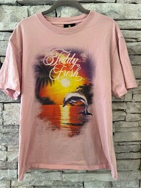 Teddy Fresh Light Pink Logo Tee with Rainbow Tag